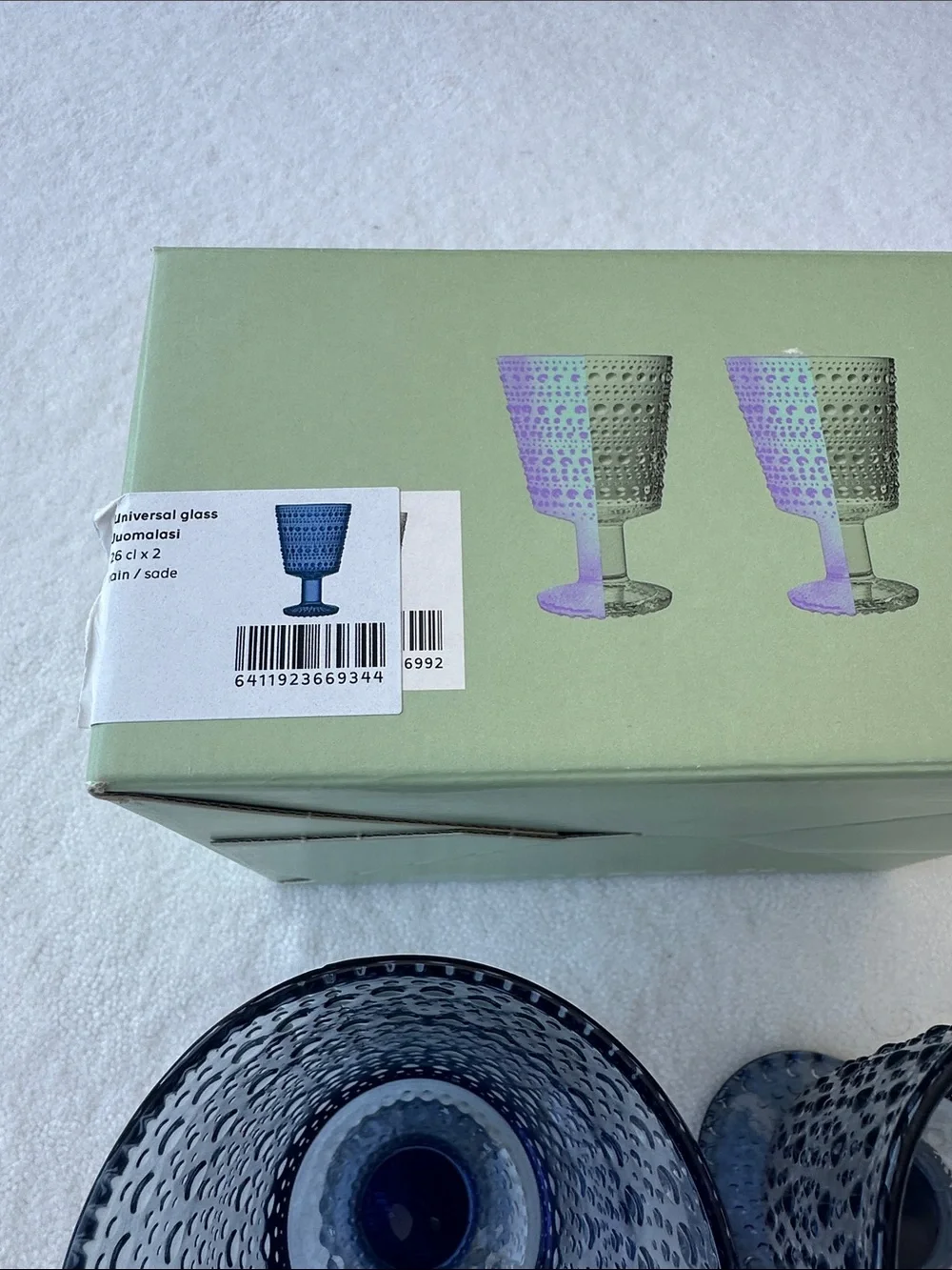 Iittala Kastehelmi Smoke Blue Goblets - set of 12 BRAND NEW